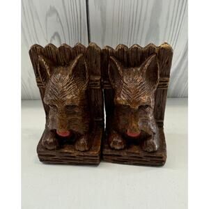 VINTAGE Syroco Wood Scottie Dog Bookends 4.5" Tall
